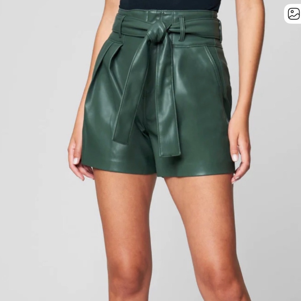 Blank NYC Women's Olive Leather High Waist Shorts